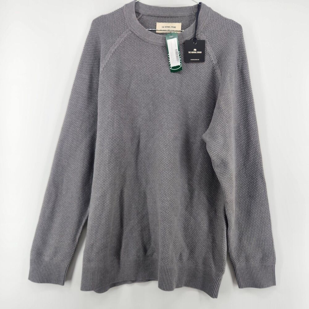 The‎ Normal Brand Men's Grey Large Coolmay Textured Crewneck Sweater NWT
